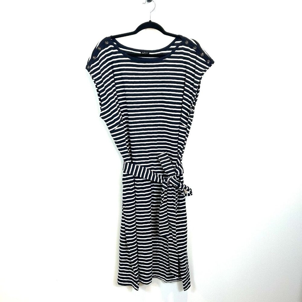 Talbots Navy and White Striped Dress